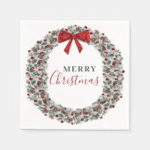 クリスマスウォーターカラーリース スタンダードカクテルナプキン (正面)