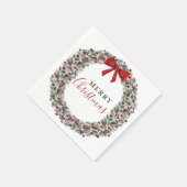 クリスマスウォーターカラーリース スタンダードカクテルナプキン (角)
