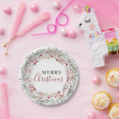 クリスマスウォーターカラーリース ペーパープレート (パーティー)