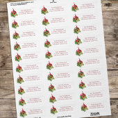 クリスマスウォーターカラーレッドホリーベリーグリーン ラベル