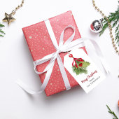 クリスマスウォーターカラーレッドホリーベリーシンプルズ ギフトタグ