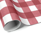 クリスマスウォーターカラーレッドホワイトバッファローチェックギフト ラッピングペーパー (ロールコーナー)