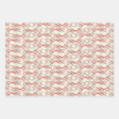 クリスマスウォーターカラーレッドボウズ伝統的ヴィンテージ ラッピングペーパーシート (正面)