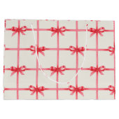 クリスマスウォーターカラーレッドボウズ&プレイド ラージペーパーバッグ (裏面)