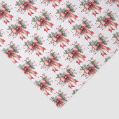 クリスマスウォーターカラーレッドボウホリーパターン 薄葉紙 (詳細)