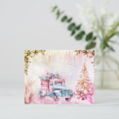 クリスマスウォーターカラーヴィンテージトラック冬のシーン (スタンド正面)