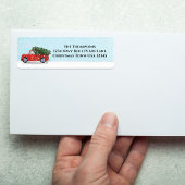 クリスマスウォーターカラーヴィンテージレッドトラックスノーフレーク ラベル