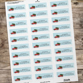 クリスマスウォーターカラーヴィンテージレッドトラックスノーフレーク ラベル