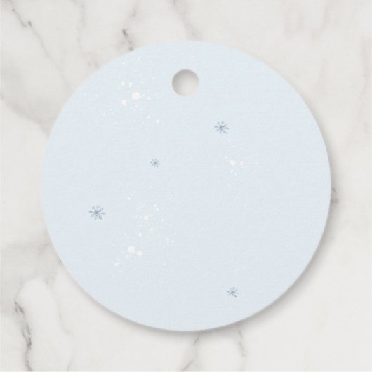 クリスマスウォーターカラー冬の最初の誕生日パーティー フェイバータグ (裏面)