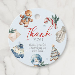 クリスマスウォーターカラー冬の最初の誕生日パーティー フェイバータグ