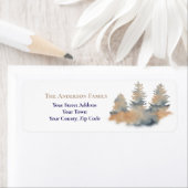 クリスマスウォーターカラー冬の森もみの木名 ラベル (インサイチュ)