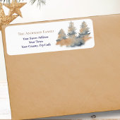 クリスマスウォーターカラー冬の森もみの木名 ラベル