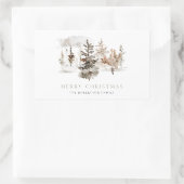 クリスマスウォーターカラー冬の風景ステッカー 長方形シール (バッグ)