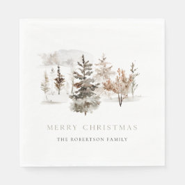 クリスマスウォーターカラー冬の風景ナプキン スタンダードランチョンナプキン