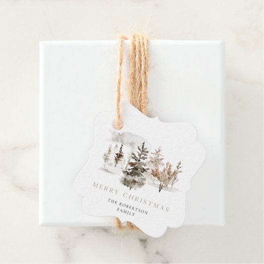 クリスマスウォーターカラー冬の風景 フェイバータグ (インサイチュ)