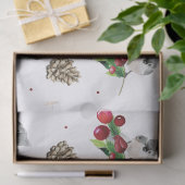 クリスマスウォーターカラー冬の鳥のパターン 薄葉紙 (ギフト)