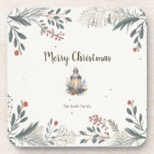 クリスマスウォーターカラー挨拶 コースター (正面)