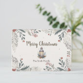 クリスマスウォーターカラー挨拶 サンキューカード (スタンド正面)