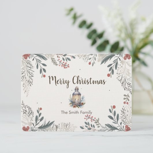 クリスマスウォーターカラー挨拶 サンキューカード (スタンド正面)