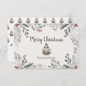 クリスマスウォーターカラー挨拶 サンキューカード (正面/裏面)