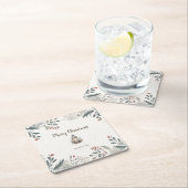 クリスマスウォーターカラー挨拶 スクエアペーパーコースター (インサイチュ)