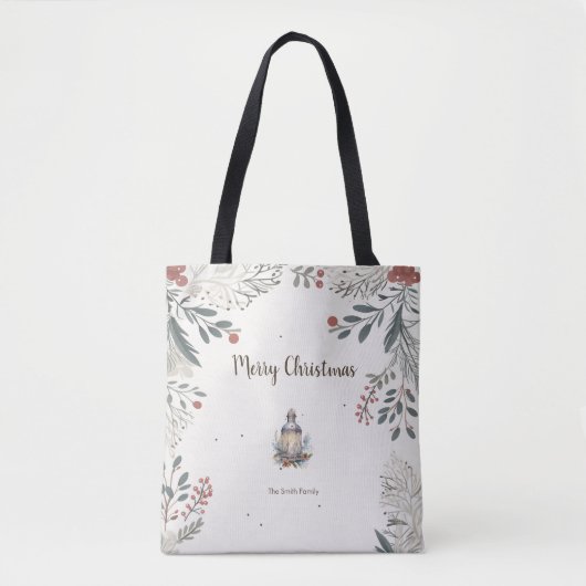 クリスマスウォーターカラー挨拶 トートバッグ (正面)