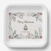クリスマスウォーターカラー挨拶 ペーパープレート (正面)