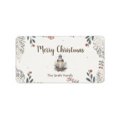 クリスマスウォーターカラー挨拶 ラベル (正面)