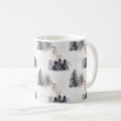クリスマスウォーターカラー森のナイトパターン コーヒーマグカップ (正面右)