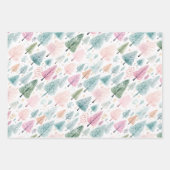 クリスマスウォーターカラー森のパターン ラッピングペーパーシート (正面3)