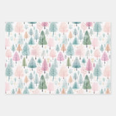 クリスマスウォーターカラー森のパターン ラッピングペーパーシート (正面)