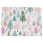 クリスマスウォーターカラー森のパターン ラージペーパーバッグ (裏面)