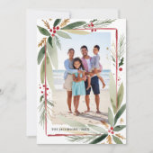 クリスマスウォーターカラー植物写真コラージュ シーズンカード (正面)
