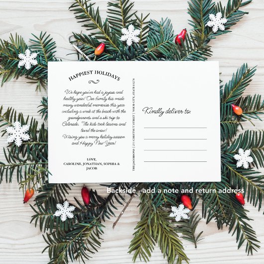 クリスマスウォーターカラー植物写真コラージュ シーズンポストカード