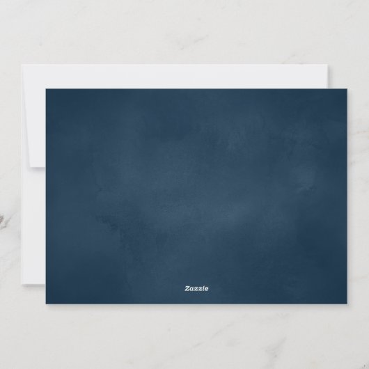 クリスマスウォーターカラー植物学2フォトネイビーブルー シーズンカード (裏面)