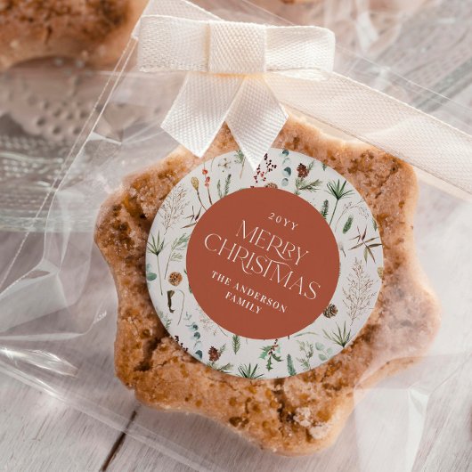 クリスマスウォーターカラー植物性フローラテラコッタ ラウンドシール