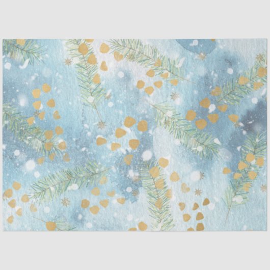 クリスマスウォーターカラー紙IIデザイン7 薄葉紙 (正面)