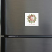 クリスマスウォーターカラー緑のリースの葉 マグネット