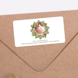 クリスマスウォーターカラー緑のリースの葉 ラベル