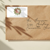 クリスマスウォーターカラー緑のリースの葉 ラベル