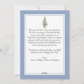 クリスマスウォーターカラー緑の植物性ほこりっぽいブルー シーズンカード (裏面)