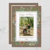 クリスマスウォーターカラー緑の植物性トープ シーズンカード (正面/裏面)