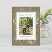 クリスマスウォーターカラー緑の植物性トープ シーズンカード (スタンド正面)