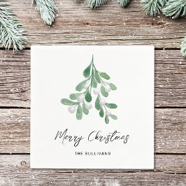 クリスマスウォーターカラー緑 スタンダードカクテルナプキン