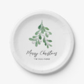 クリスマスウォーターカラー緑 ペーパープレート (正面)