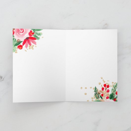 クリスマスウォーターカラー聴診器感謝していナースユー サンキューカード (内部)