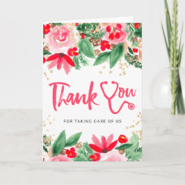 クリスマスウォーターカラー聴診器感謝していナースユー サンキューカード