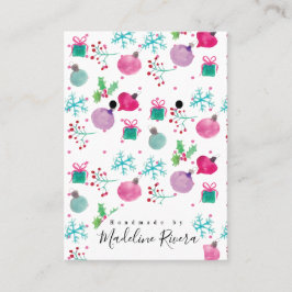 クリスマスウォーターカラー職人のイヤリングディスプレイカード コーリングカード