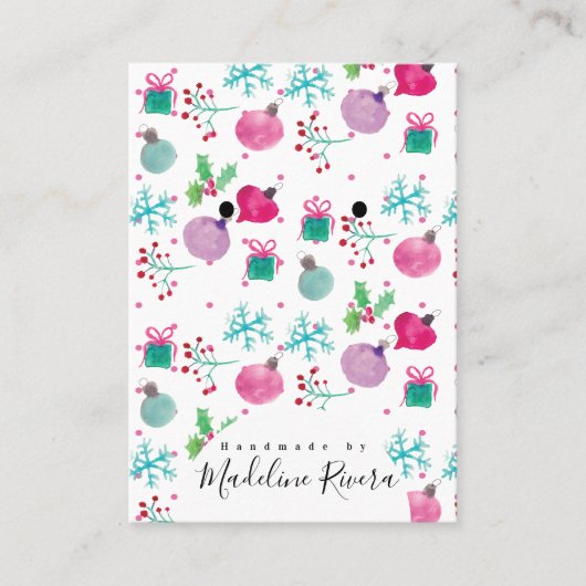 クリスマスウォーターカラー職人のイヤリングディスプレイカード コーリングカード (正面)