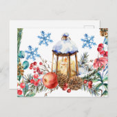 クリスマスウォーターカラー自然フォレストコラージュ ポストカード (正面/裏面)